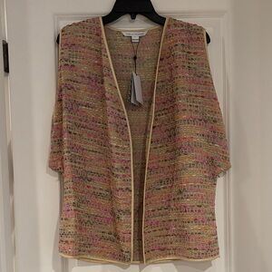 Diane Von Furstenberg Pink and Gold Novata Tweed Vest